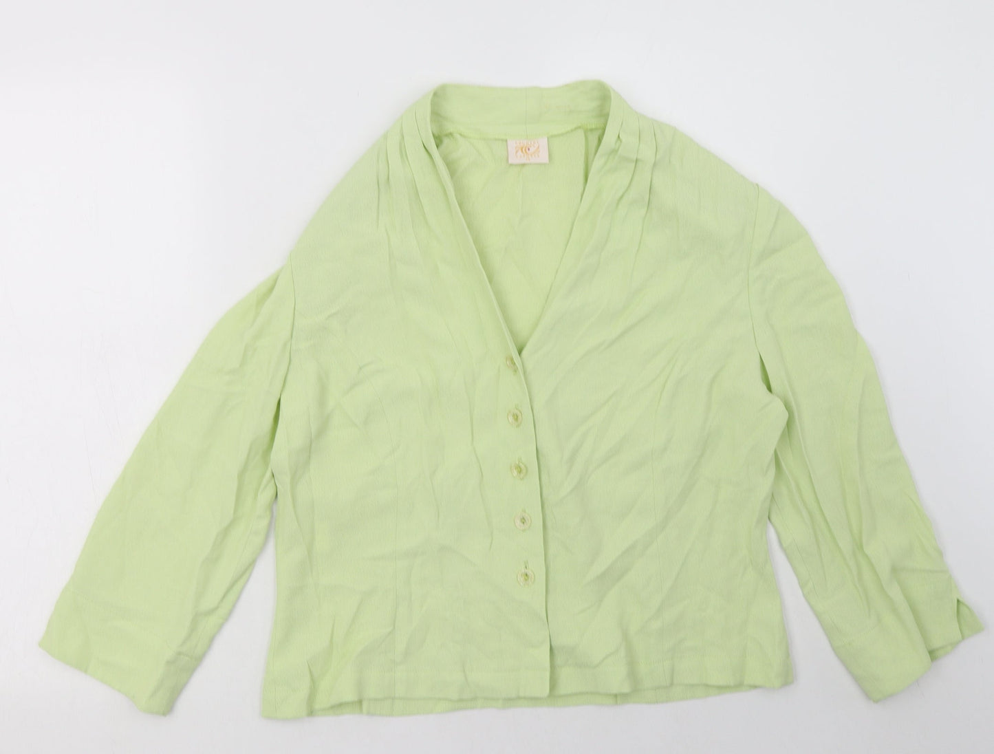 Womens UK Size 14 Country Casuals Green Basic Button-Up