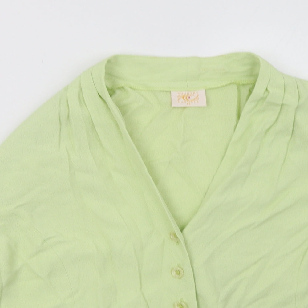 Womens UK Size 14 Country Casuals Green Basic Button-Up