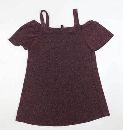 New Lok Womens Purple  Nylon A-Line  Size 12  Off the Shoulder