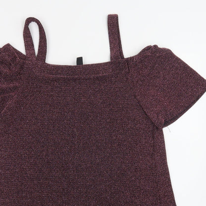 New Lok Womens Purple  Nylon A-Line  Size 12  Off the Shoulder