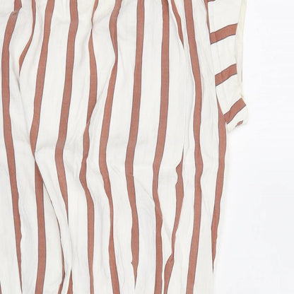 Zara Womens White Striped Viscose Bodycon  Size S  V-Neck
