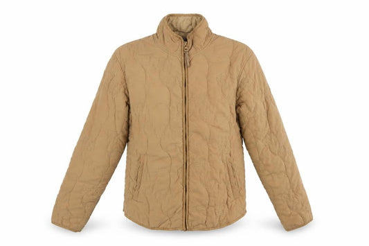 Front view of Jack Turply women’s beige floral quilted jacket, size UK 12, zip