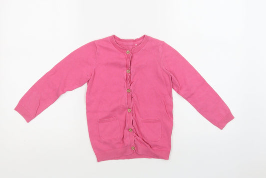 Mini Cub Girls Pink Crew Neck  Cotton Cardigan Jumper Size 3-4 Years  Button