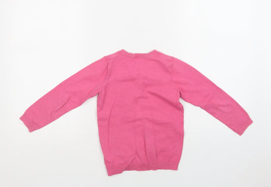 Mini Cub Girls Pink Crew Neck  Cotton Cardigan Jumper Size 3-4 Years  Button