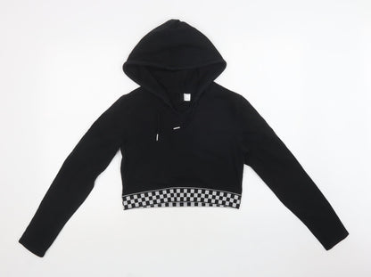 H&M Womens Black Check Cotton Pullover Hoodie Size M