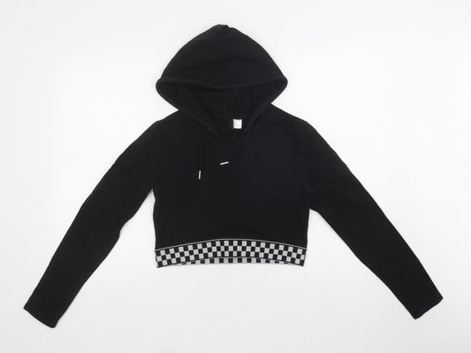 H&M Womens Black Check Cotton Pullover Hoodie Size M