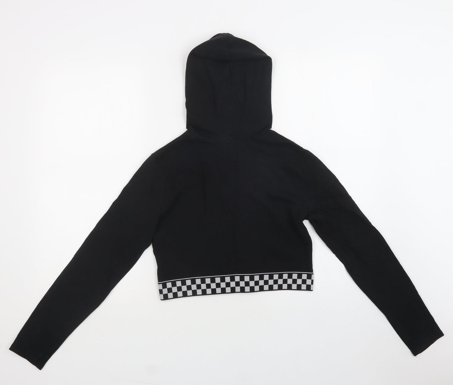 H&M Womens Black Check Cotton Pullover Hoodie Size M