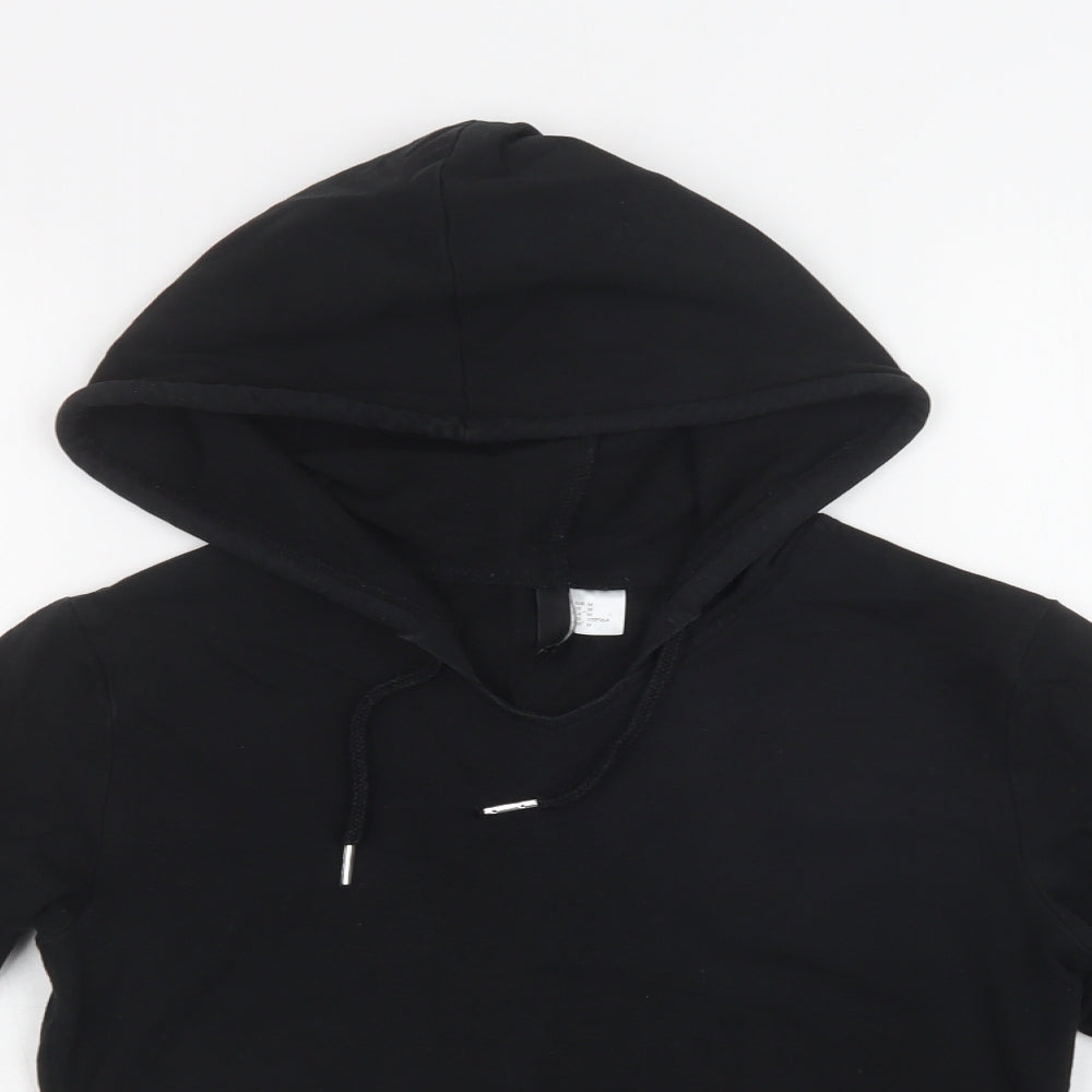 H&M Womens Black Check Cotton Pullover Hoodie Size M