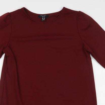 New Look Womens Red  Polyester Shift  Size 10  Crew Neck