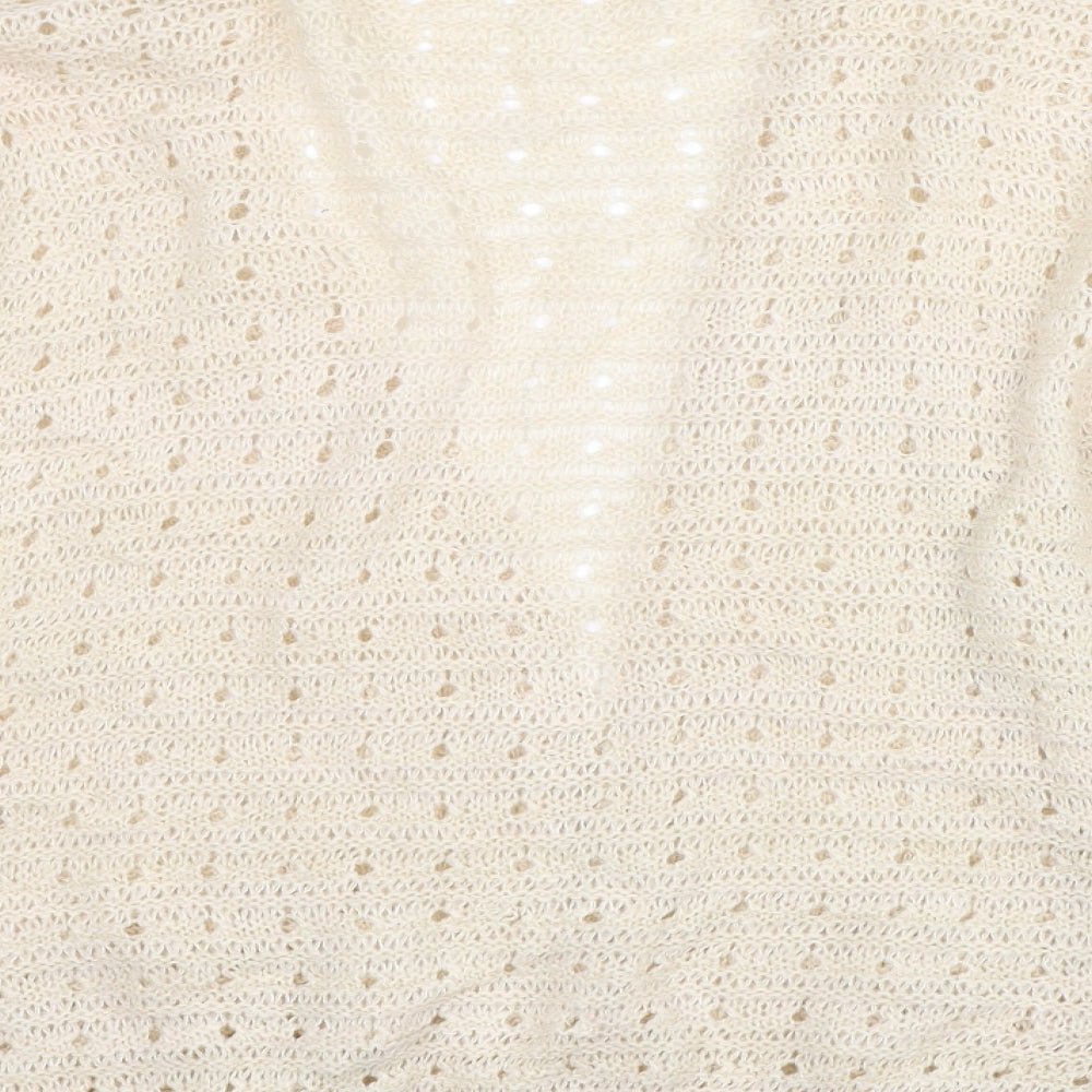 G21 Womens Ivory V-Neck  Acrylic Cardigan Jumper Size 12