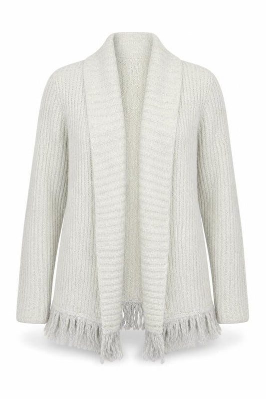 Front view of M&Co women’s grey v-neck acrylic jumper, size UK 12