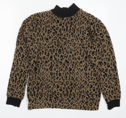 Select Womens Brown Animal Print Polyester Pullover Sweatshirt Size S  Pullover