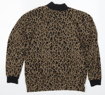 Select Womens Brown Animal Print Polyester Pullover Sweatshirt Size S  Pullover