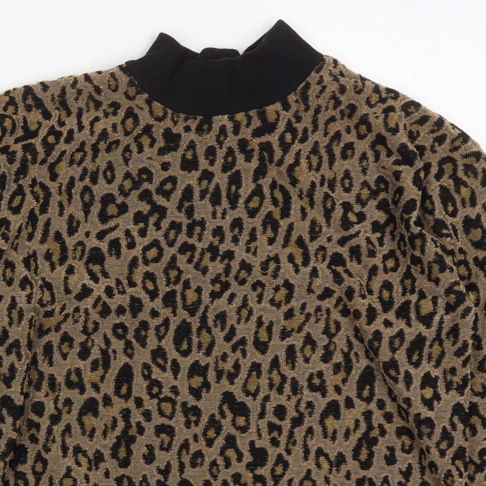 Select Womens Brown Animal Print Polyester Pullover Sweatshirt Size S  Pullover