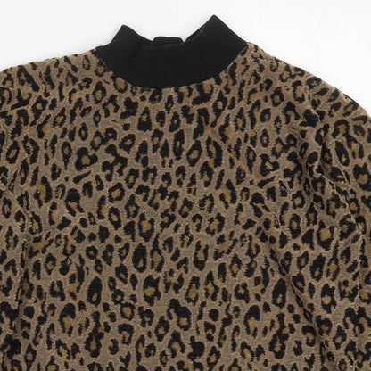 Select Womens Brown Animal Print Polyester Pullover Sweatshirt Size S  Pullover