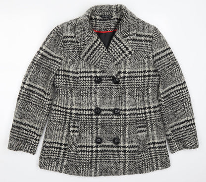 Classic Womens Grey Check  Pea Coat Coat Size 12  Button