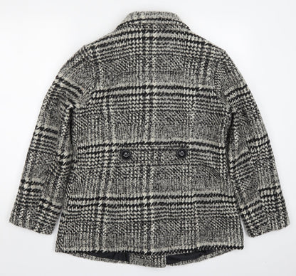 Classic Womens Grey Check  Pea Coat Coat Size 12  Button