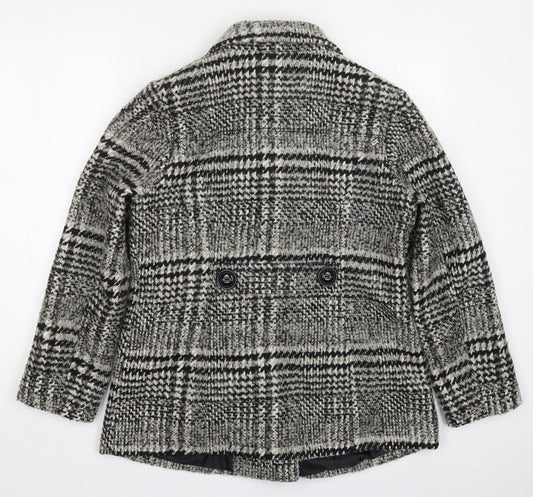Classic Womens Grey Check  Pea Coat Coat Size 12  Button