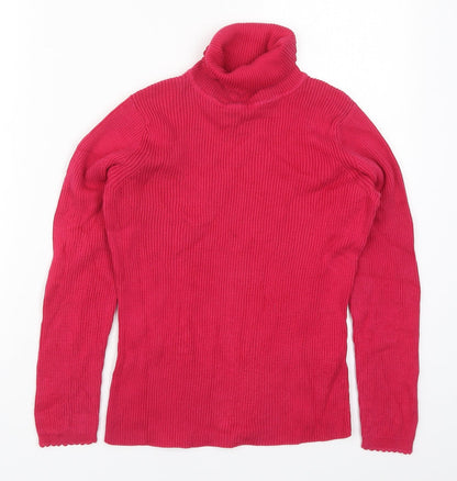 George Girls Pink Roll Neck  Cotton Pullover Jumper Size 11-12 Years  Pullover