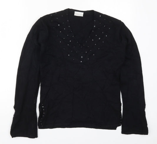 Womens UK Size S Off Shoot Black Pullover Jumper