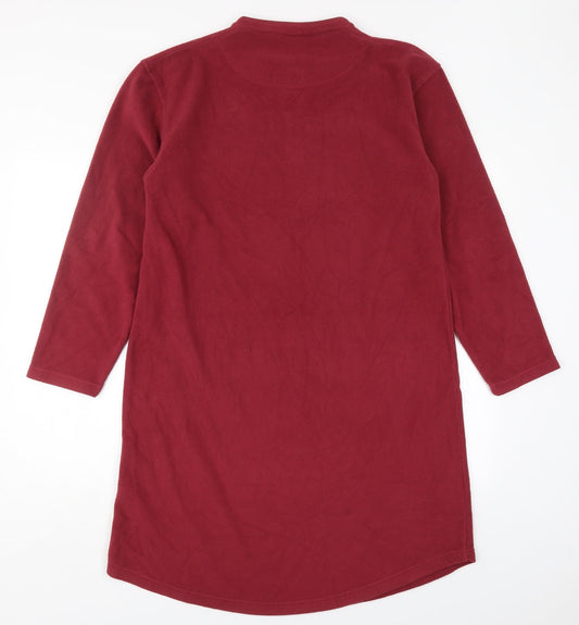 Cotton Traders Womens Red  Polyester T-Shirt Dress  Size S  Henley Pullover