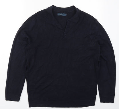 Matalan Mens Blue Collared  Acrylic Pullover Jumper Size L