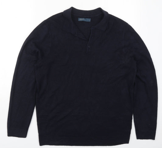Matalan Mens Blue Collared  Acrylic Pullover Jumper Size L