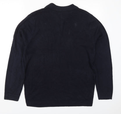 Matalan Mens Blue Collared  Acrylic Pullover Jumper Size L