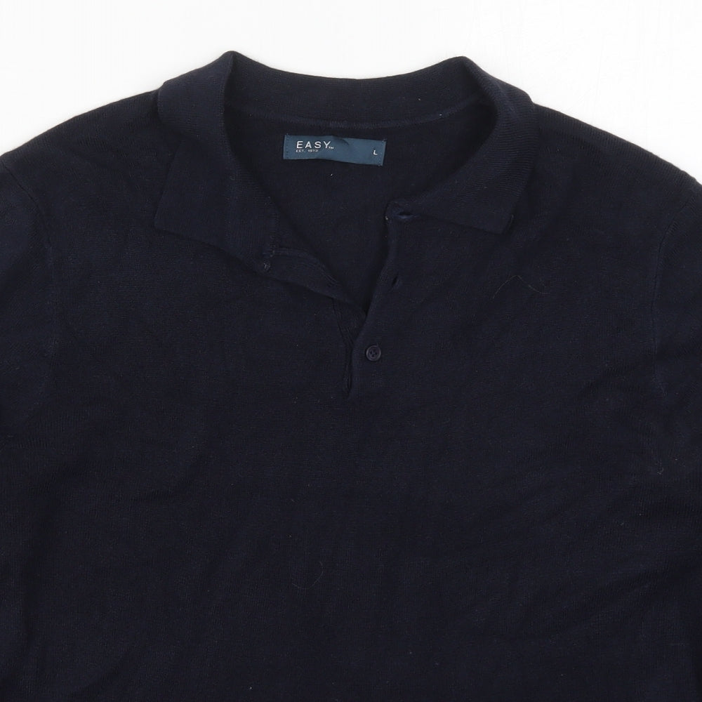 Matalan Mens Blue Collared  Acrylic Pullover Jumper Size L