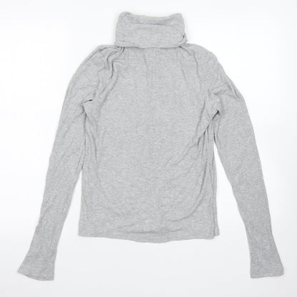 Divided Womens Grey  Viscose Basic T-Shirt Size M Roll Neck