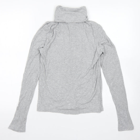 Divided Womens Grey  Viscose Basic T-Shirt Size M Roll Neck