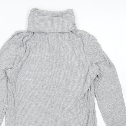 Divided Womens Grey  Viscose Basic T-Shirt Size M Roll Neck
