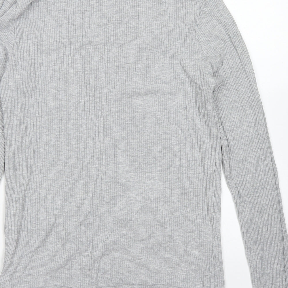 Divided Womens Grey  Viscose Basic T-Shirt Size M Roll Neck