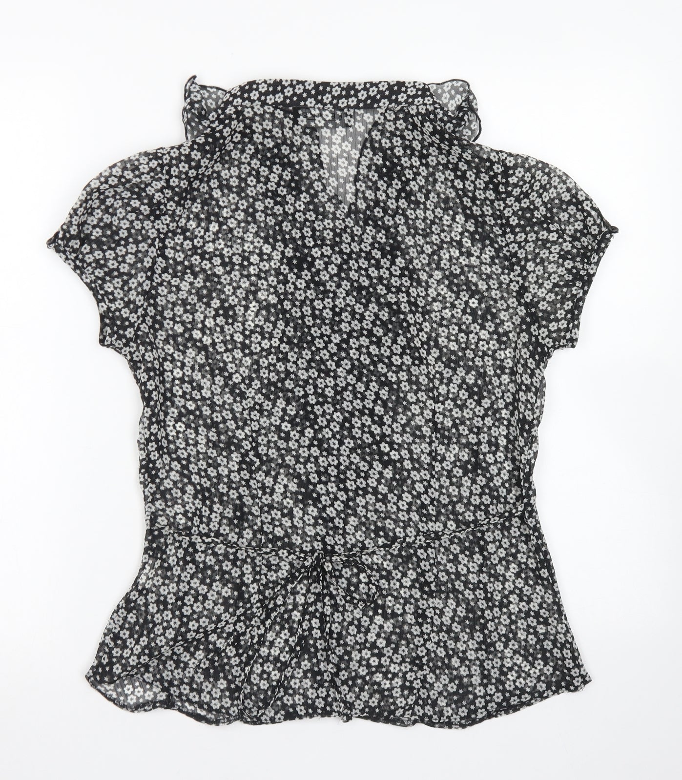 Womens UK Size 12 Femme Black Basic Blouse
