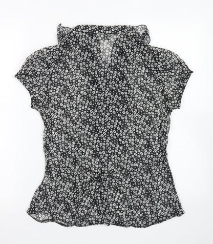 Womens UK Size 12 Femme Black Basic Blouse