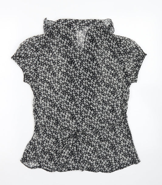 Womens UK Size 12 Femme Black Basic Blouse
