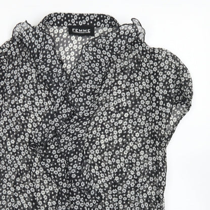 Womens UK Size 12 Femme Black Basic Blouse