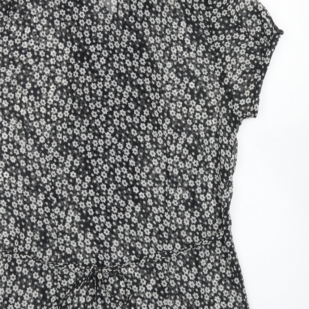 Womens UK Size 12 Femme Black Basic Blouse