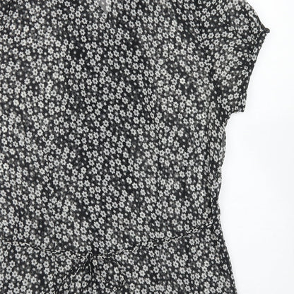 Womens UK Size 12 Femme Black Basic Blouse