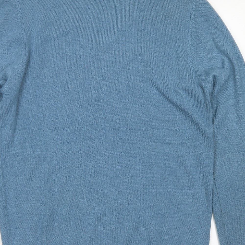 Cedar Wood State Mens Blue V-Neck  Acrylic Pullover Jumper Size M