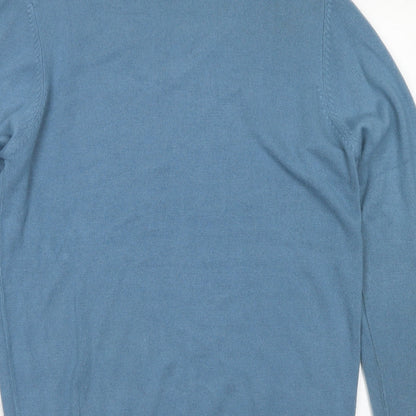 Cedar Wood State Mens Blue V-Neck  Acrylic Pullover Jumper Size M