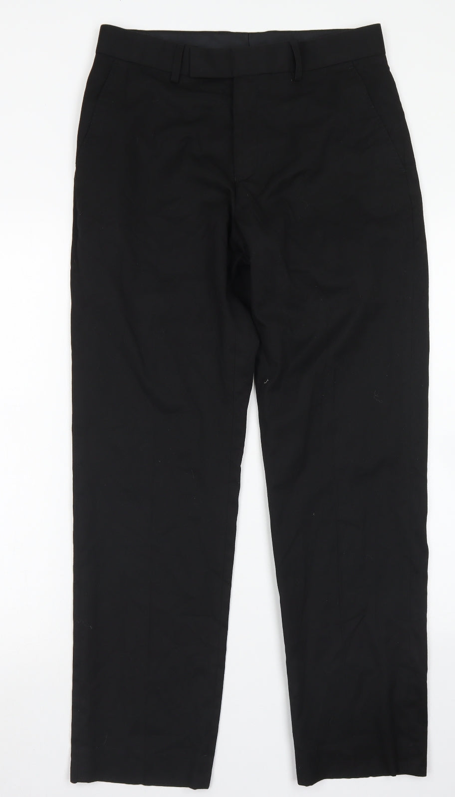 F&F Mens Black  Polyester Dress Pants Trousers Size 30 in L31 in Regular Hook & Eye