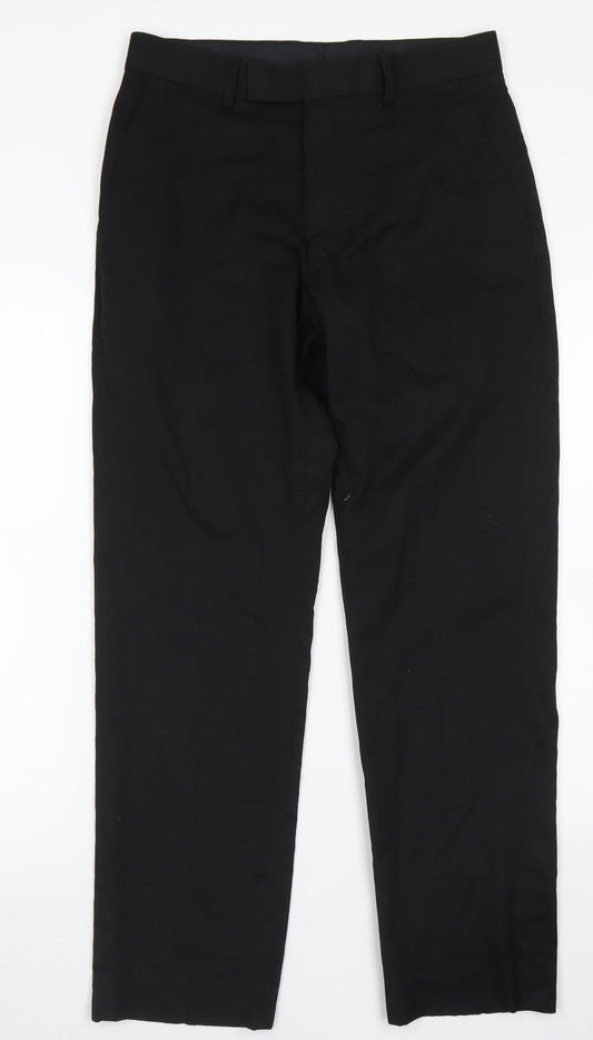 F&F Mens Black  Polyester Dress Pants Trousers Size 30 in L31 in Regular Hook & Eye