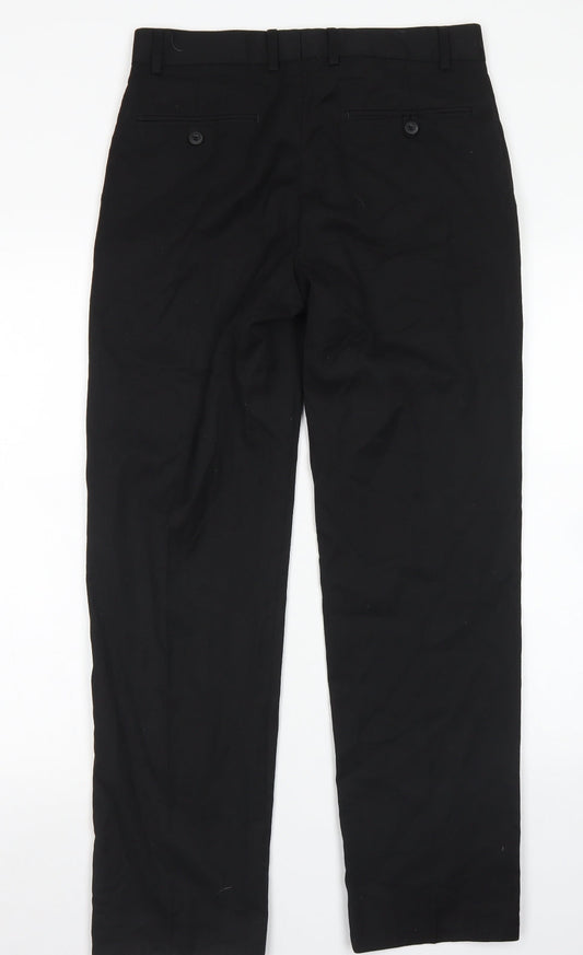 F&F Mens Black  Polyester Dress Pants Trousers Size 30 in L31 in Regular Hook & Eye