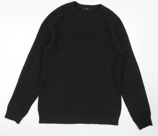 F&F Mens Green Crew Neck  Polyester Pullover Jumper Size S