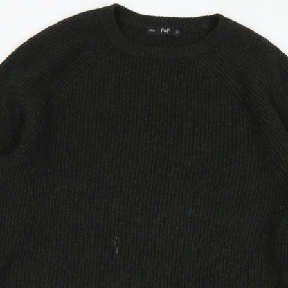 F&F Mens Green Crew Neck  Polyester Pullover Jumper Size S
