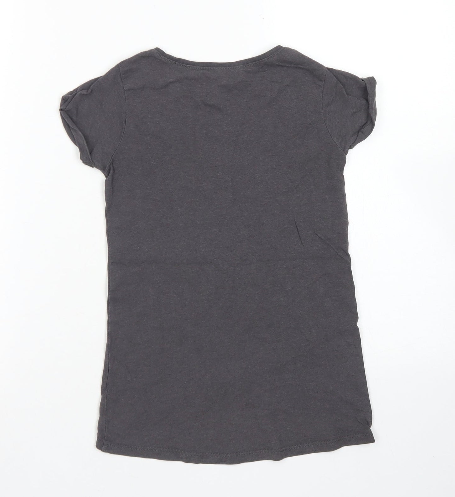 Matalan Girls Grey  Cotton Basic T-Shirt Size 6 Years Crew Neck