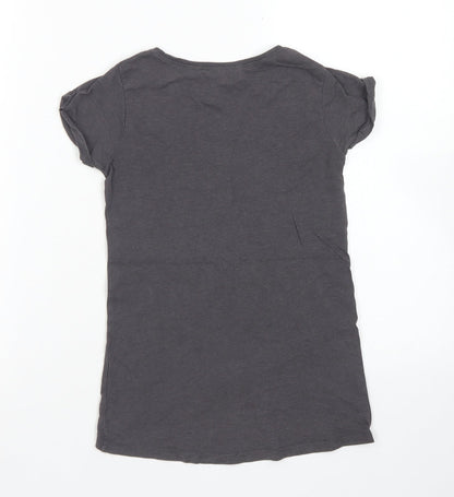 Matalan Girls Grey  Cotton Basic T-Shirt Size 6 Years Crew Neck