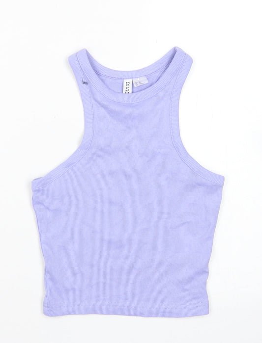 Womens UK Size XS Divided Purple Cropped Tank