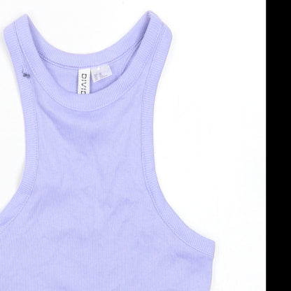 Womens UK Size XS Divided Purple Cropped Tank
